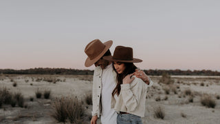 Man and woman wearing Andy felt hats by Will & Bear Hat Co.