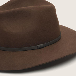 Close-up detail of Anderson Brown wool hat showing texture and band