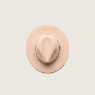 Top-down view of Anderson Cream packable fedora hat in neutral tones