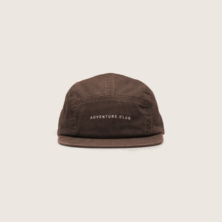 Front view of Will & Bear Brown 5 Panel Cap showing minimalist design and sustainable craftsmanship