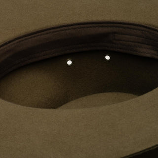 Close-up of Will & Bear Wide Brim Country Hat interior showing sweatband and eyelets for breathability.