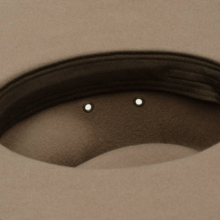Inside view of Will & Bear Brown Country Hat with natural wool felt lining and ventilation eyelets