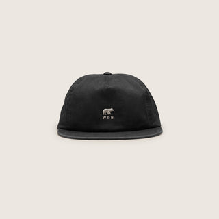 Front View of Will & Bear Ranger Black 5-Panel Cap – Adjustable Strap and Minimal Branding
