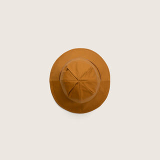 Top-down view of Will & Bear Lenny Rust Orange Bucket Hat showing crown panel design and rich rust colour.