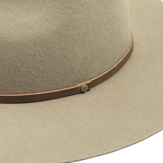 Detail of Will & Bear Percy Eucalyptus Felt Western Hat – Soft Felt Wool and Classic Band Finish.