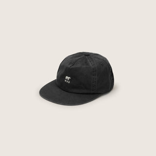 Side View of Will & Bear Ranger Black 5-Panel Cap – Unisex Black Canvas Cap with Embroidered Logo.