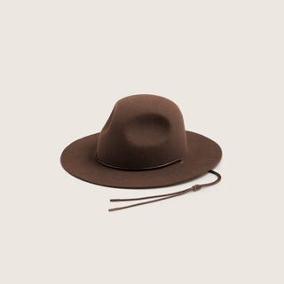 Will & Bear Woodley Auburn scout hat with lanyard – unisex wide-brim hat made from sustainable wool felt in rich auburn brown.