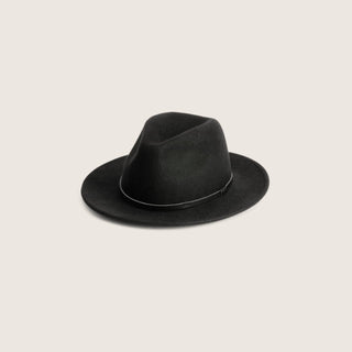 Will & Bear William Black crushable wool fedora – versatile travel hat made from 100% Australian wool, photographed on a neutral background.
