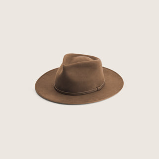 Will & Bear Calloway Tan Brown Wide Brim Fedora made from 100% wool, displayed on neutral background