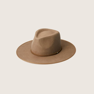 Will & Bear Andy Oak Brown Wide Brim Fedora made from sustainable wool, displayed on neutral background