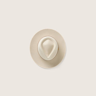 Top view of Will & Bear Australian Wool Kids Fedora – Little Calloway Cream showing teardrop crown shape.