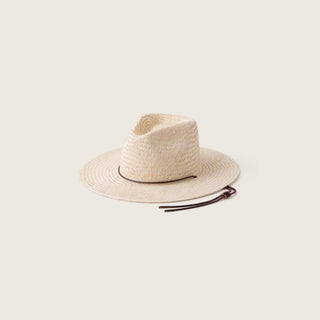 Will & Bear Little Rider Bone Kids Wide Brim Straw Hat – Lightweight Natural Straw Hat with Chin Strap on Neutral Background.