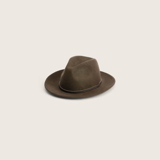 Will & Bear Little William Brown Crushable Travel Hat for Kids – Wide Brim Wool Hat with Leather Band.