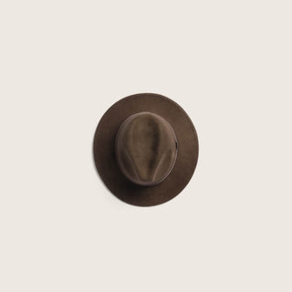 Top View of Will & Bear Little William Brown Crushable Travel Hat for Kids – Soft Felt Crown and Pinched Shape.
