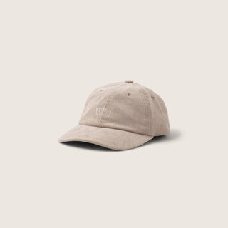 Side View of Will & Bear Parker Bone Beige Cord Dad Cap – Unstructured Cap with Curved Brim and Embroidered Logo.