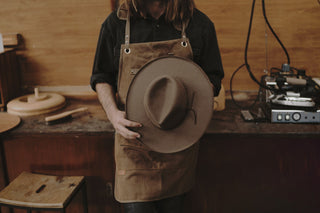 Man standing with wool felt hat