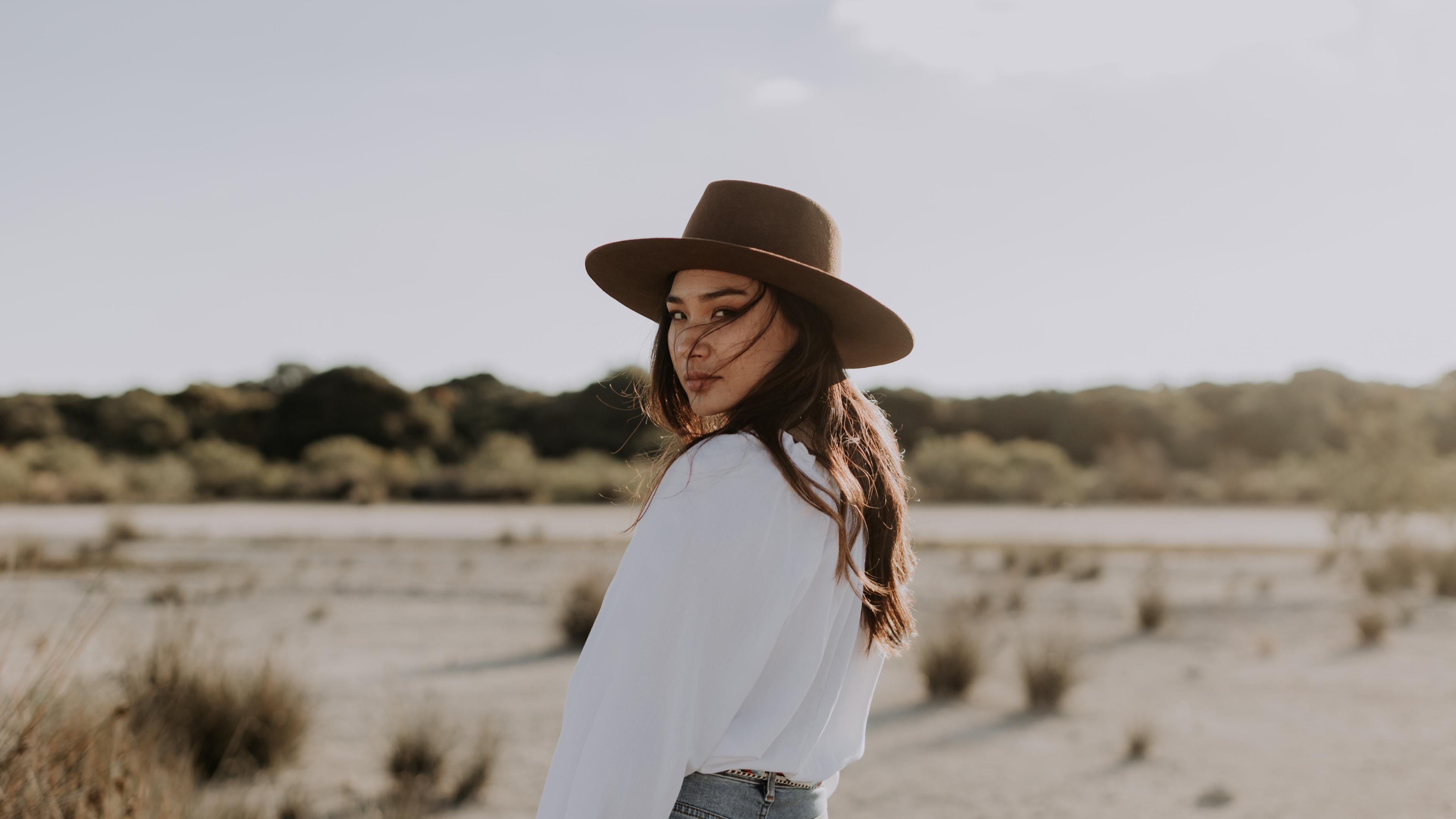 Grey and beige fedoras for women hot - wide brimmed hats - cowboy hats - wide brimmed fedora - western hat - 100% felt