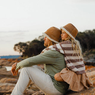 Dad and daughter wearing the ugg wool bucket hat