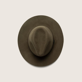Top-down view of Anderson Olive green packable fedora hat