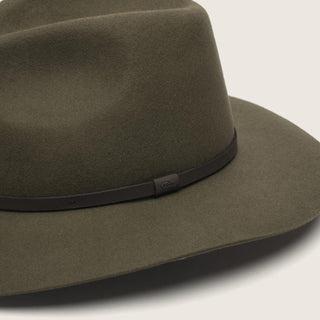 Close-up detail of Anderson Olive wool hat showing texture and band