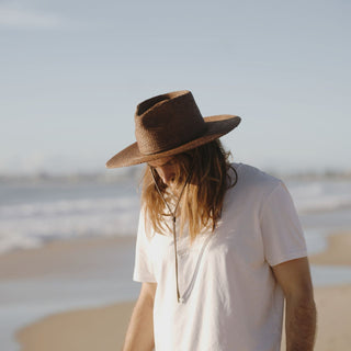 Austin Brown | Brown Straw Wide Brim Hat