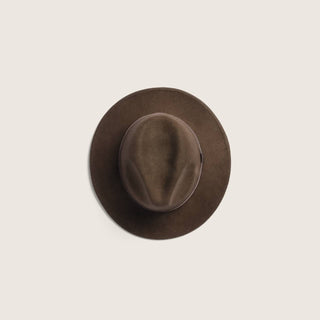 Top view of Will & Bear Crushable Travel Hat showing teardrop crown and wide brim, crafted for easy packing