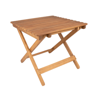 Will & Bear x Wandering Folk Slow Road Camp Table in timber finish, foldable and portable for outdoor adventures.
