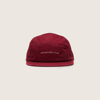 Front view of Will & Bear Archie Maroon 5-Panel Vintage Cap highlighting classic panel shape and stitched detail