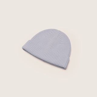 Will & Bear Bambi Dust Blue Australian wool beanie made from soft merino wool, displayed on a neutral background.