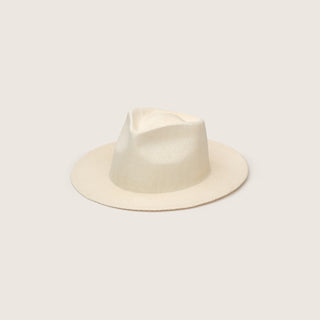 Will & Bear Calloway Bone white straw felt fedora hat photographed on a clean neutral background.