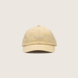 Will & Bear Yellow Vintage Dad Cap – Riley Gold – full front view showcasing classic shape and minimalist design, displayed on a neutral background.