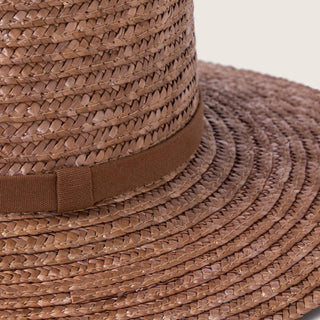 Close-Up Detail of Will & Bear Little Harvey Amber Kids Straw Hat – Handwoven Straw Texture.