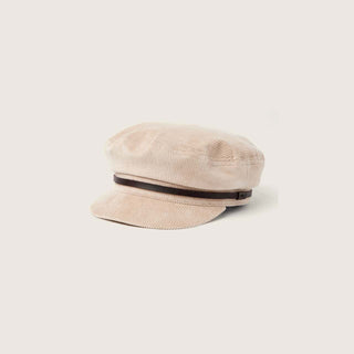 White cord newsboy cap made from natural materials, product image of Baker Fawn by Will & Bear.