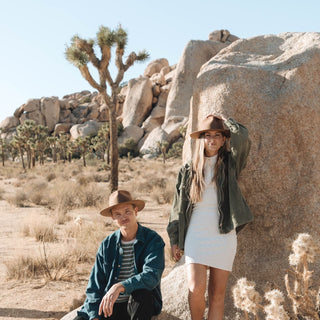 Group exploring outdoors in Will & Bear Brown Wide Brim Fedoras, ready for sun-filled adventures