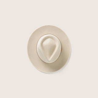 Top view of the Will & Bear Calloway Cream white sun felt hat, showing crown shape and clean brim finish.